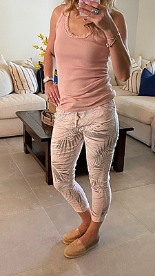 PALM LEAF PRINT CRINKLE JOGGER