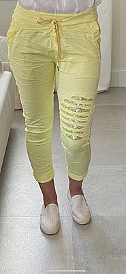SEQUIN STRIPE KNEE PATCH CRINKLE JOGGER