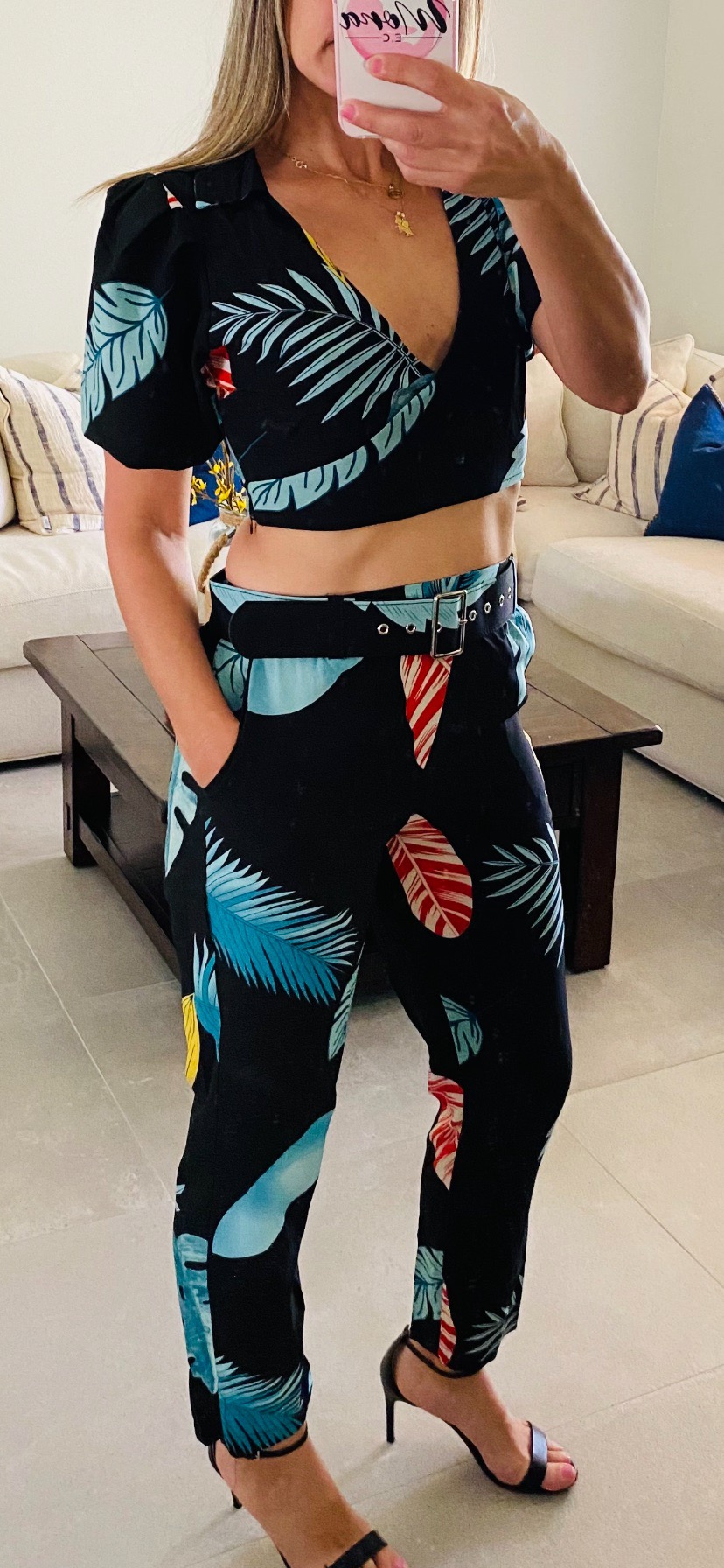 FLORAL POLY SPAN JUMPSUIT