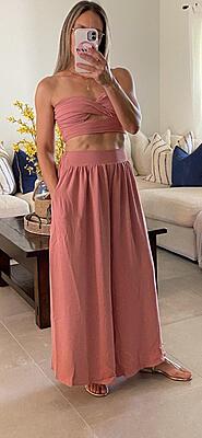 TWIST CROP TOP & WIDE PANT SET