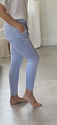 FRINGE HEM SOLID CRINKLE JOGGERS
