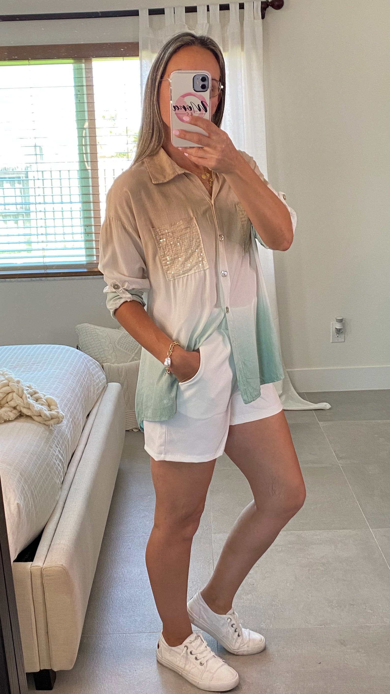 DYE BUTTON DOWN ROLL UP SLEEVE