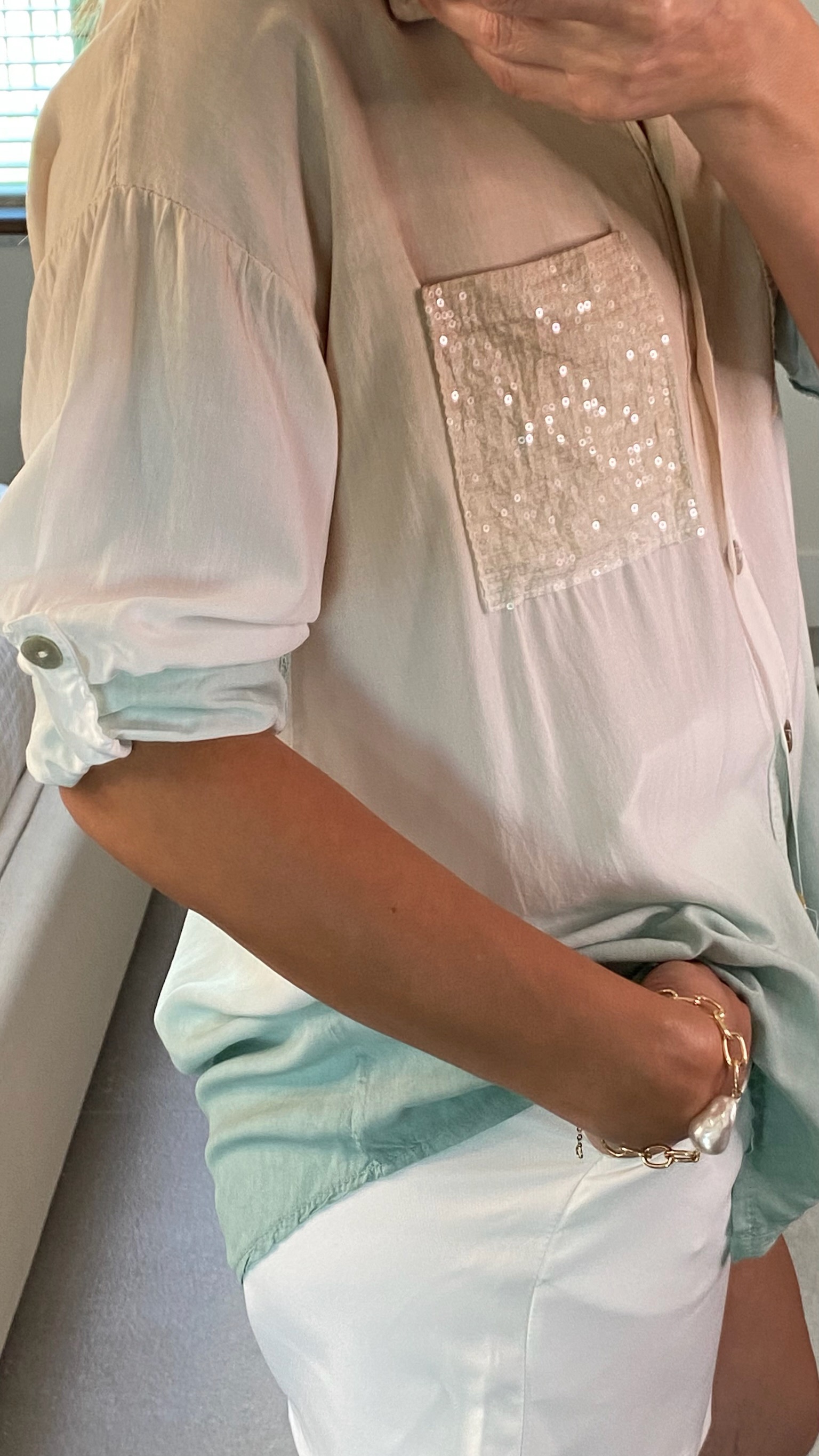 DYE BUTTON DOWN ROLL UP SLEEVE