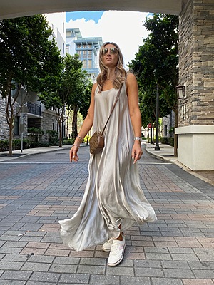 SOFT SATIN FLOWY MAXI DRESS