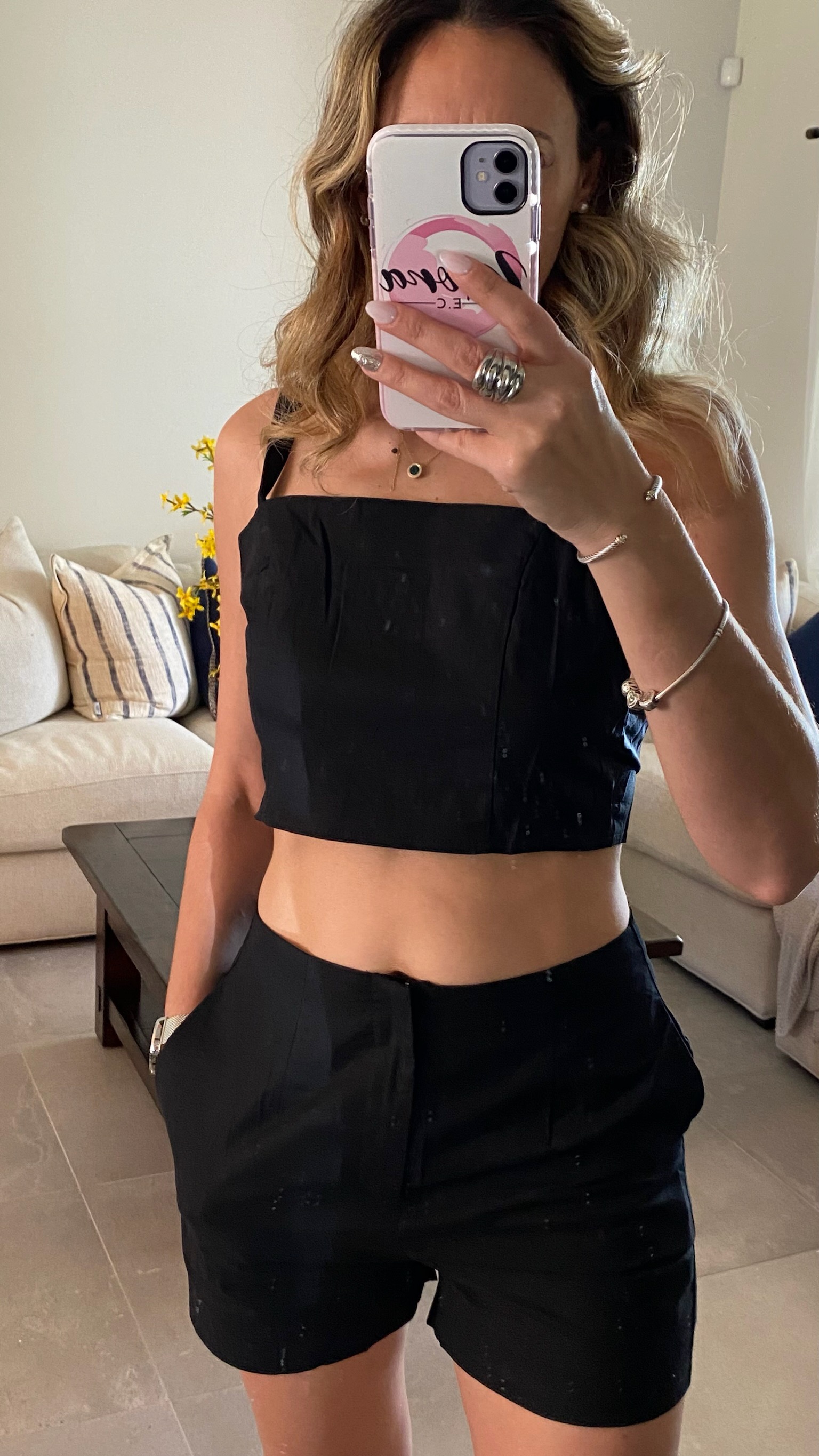COTTON LINEN CROP AND SHORT