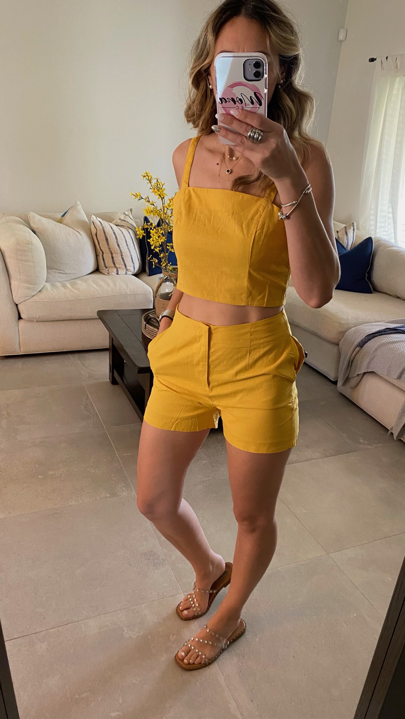 COTTON LINEN CROP AND SHORT