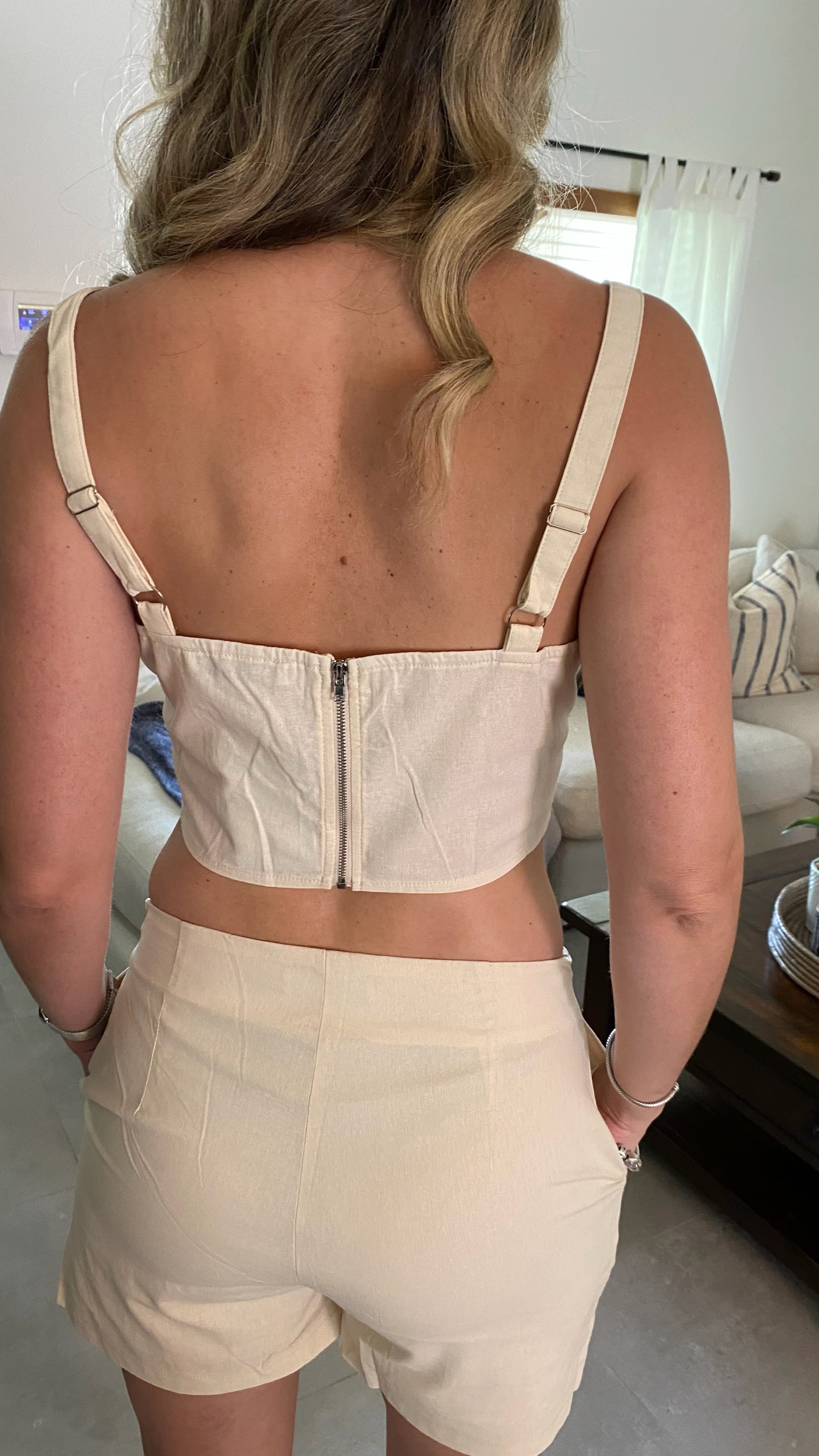 COTTON LINEN CROP AND SHORT
